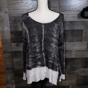 NWOT T-PARTY Tie Dye Detail Top~Oversized SZ LG